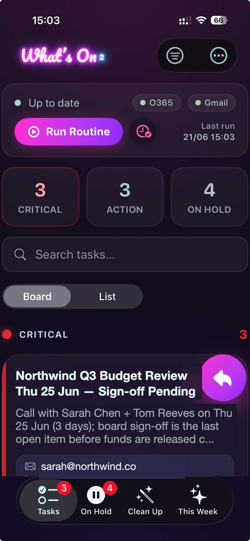 What's On 2 — your tasks, triaged and prioritised across every inbox